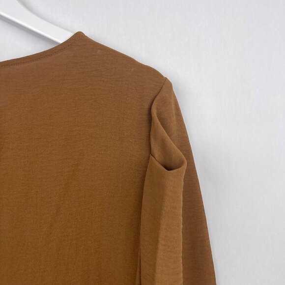 DKNY Modern Brown Long Sleeve Blouse Size Medium - Picture 12 of 14